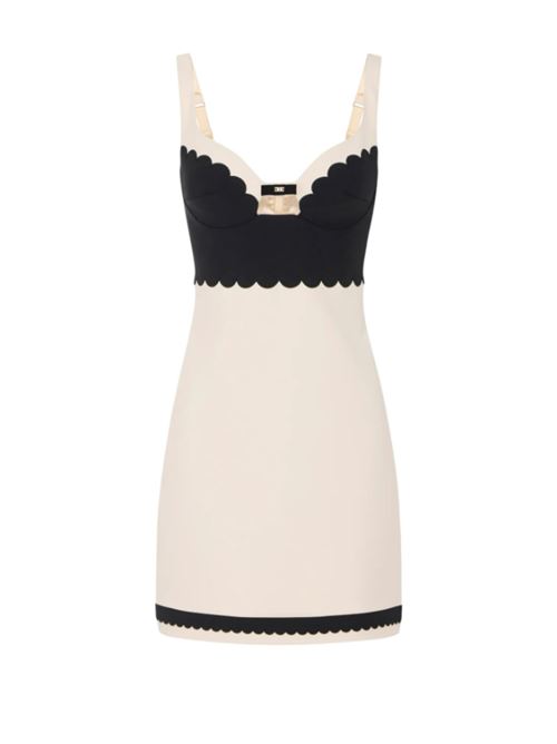 ABITO CON RICAMO E FIOCCO ELISABETTA FRANCHI | AB70352E2E84 BURRO/NERO
